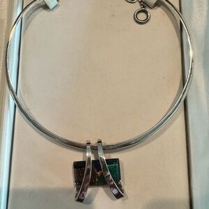 Designer Marcos Pasternak Sterling  Silver Necklace with Multicolor Pendant